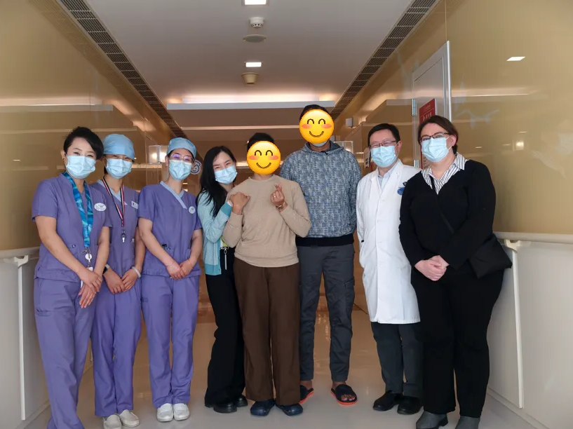 The patient with the hematology and international care team at Beijing United Family Hospital.
